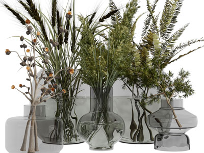 现代玻璃花瓶花卉