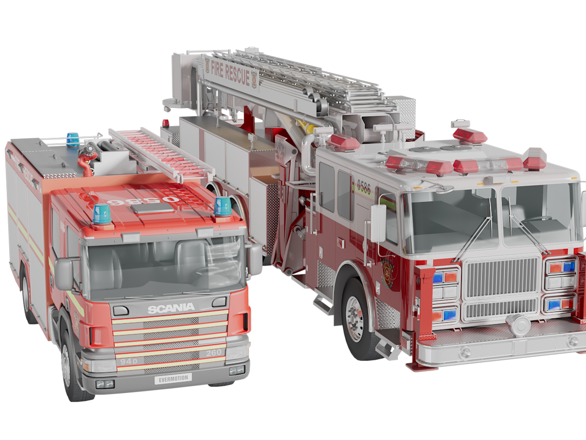 现代消防车3d模型 现代消防车