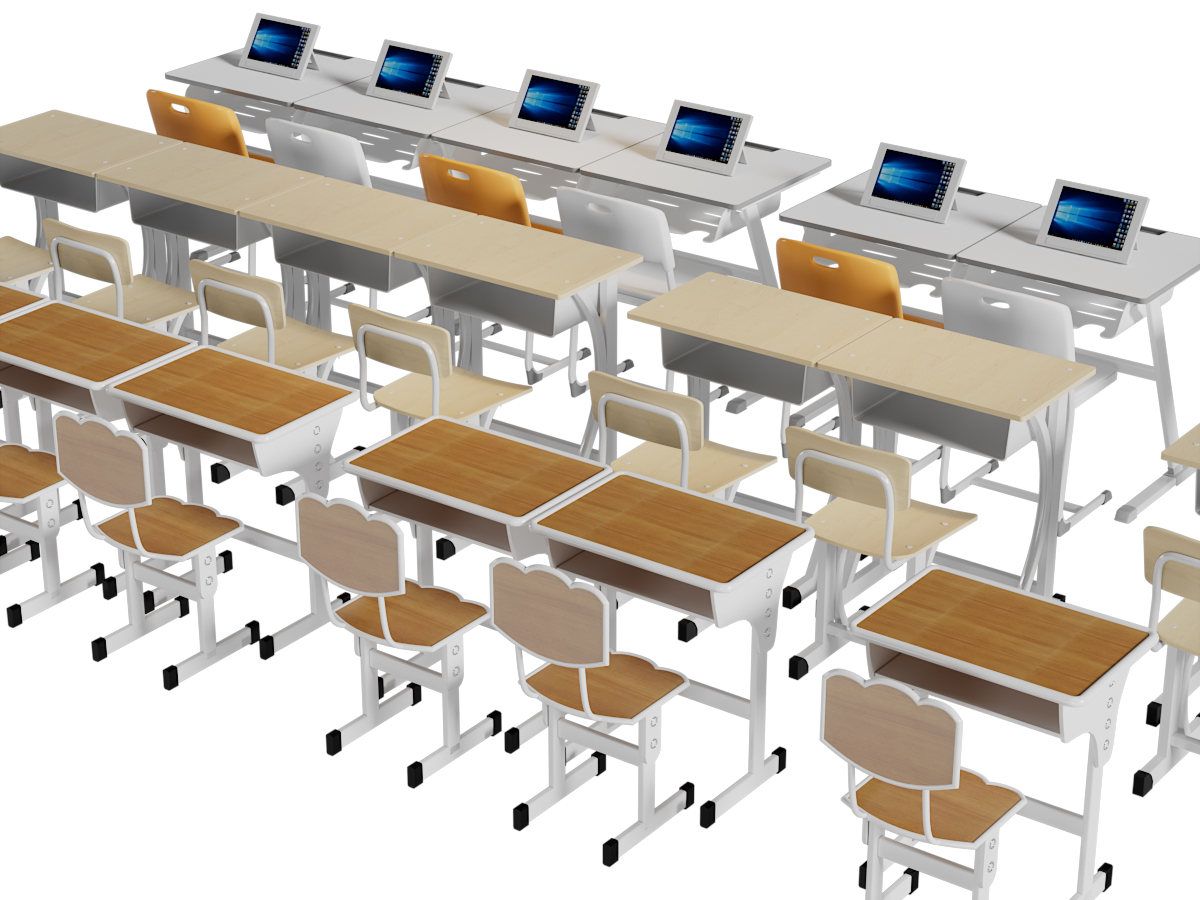 现代多媒体教室书桌椅组合