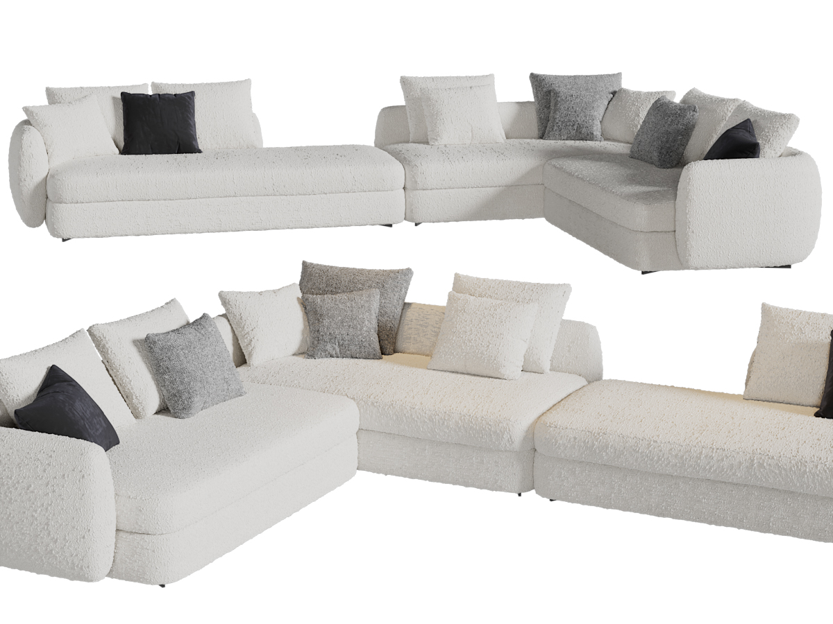 现代布艺转角多人沙发3d模型 现代布艺转角多人沙发