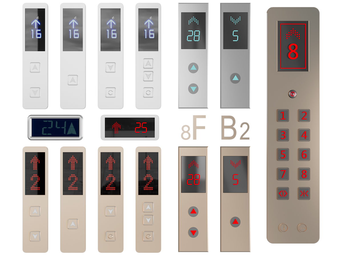 现代电梯楼层指示灯开关面板3d模型 现代电梯楼层指示灯开关面板