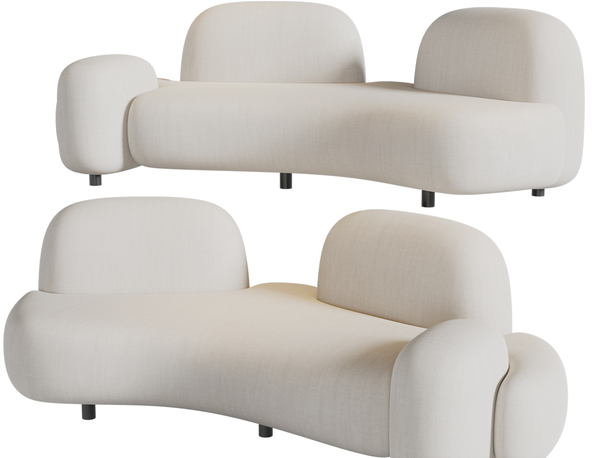 侘寂风多人沙发3d模型 侘寂风多人沙发