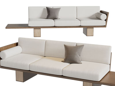 现代实木支撑多人沙发3d模型 现代实木支撑多人沙发