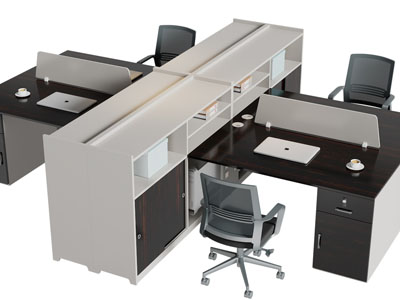 现代四人位组合办公桌椅