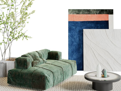 现代布艺单人沙发边几