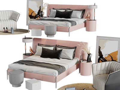 现代轻奢双人床单人沙发