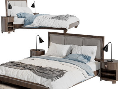 现代实木双人床