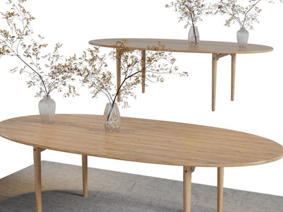 北欧实木椭圆形茶几3d模型 北欧实木椭圆形茶几