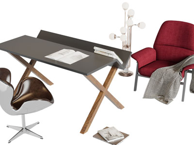 现代书桌椅组合