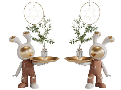 现代轻奢兔子托盘茶几3d模型 现代轻奢兔子托盘茶几