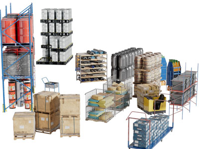 工业风仓库货物货架3d模型 工业风仓库货物货架