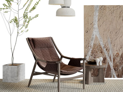 侘寂风休闲椅子边几