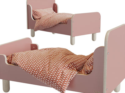 现代粉色婴儿床