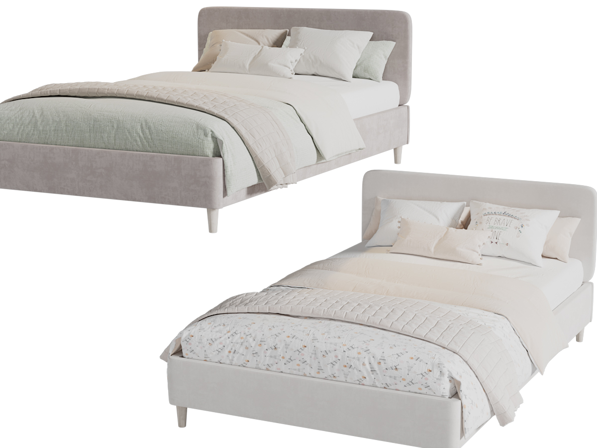 现代布艺双人床