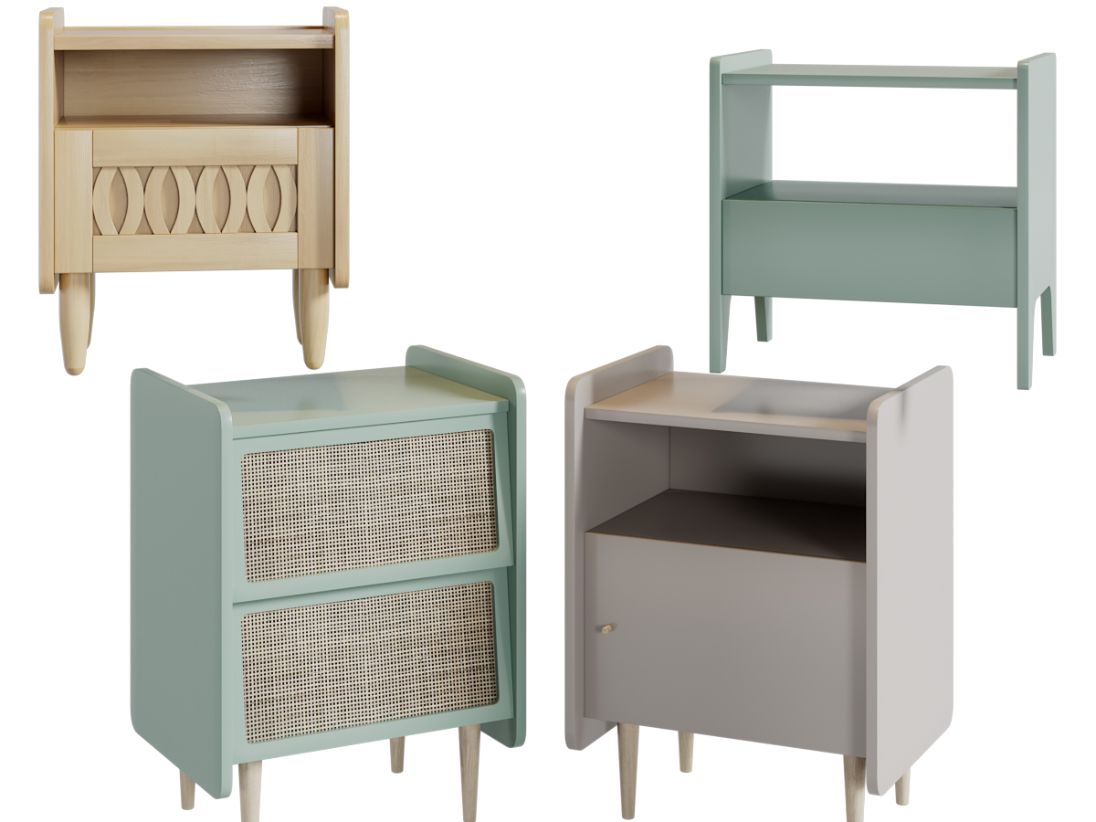 现代实木床头柜