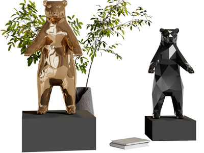 现代熊雕塑雕刻摆件