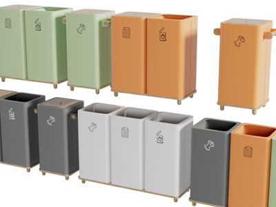 现代分类垃圾桶公共设施3d模型 现代分类垃圾桶公共设施