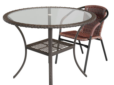 现代玻璃圆形餐桌椅组合