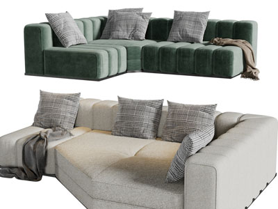 现代布艺转角多人沙发3d模型 现代布艺转角多人沙发