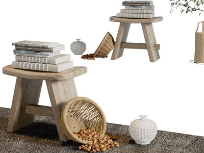 侘寂风边几坐凳