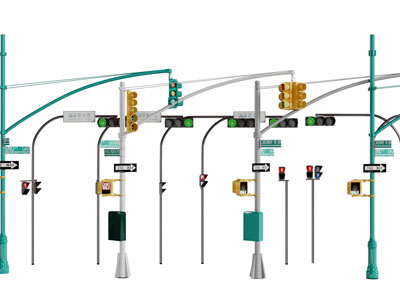 现代红绿灯公共设施3d模型 现代红绿灯公共设施