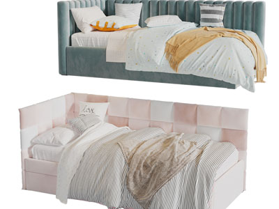 现代儿童布艺单人床