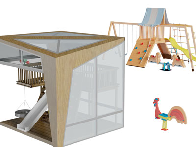现代儿童滑滑梯游乐设备3d模型 现代儿童滑滑梯游乐设备