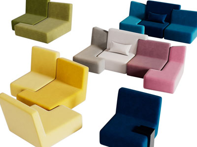 现代拼接糖果色多人沙发3d模型 现代拼接糖果色多人沙发