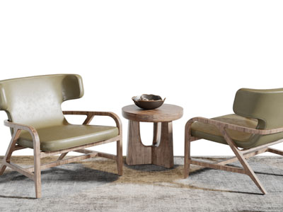 北欧实木休闲椅子边几