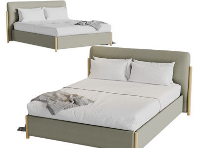 现代布艺双人床