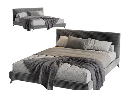 现代布艺双人床