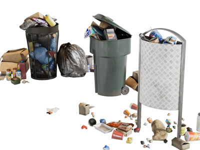 装满垃圾的垃圾桶3d模型 装满垃圾的垃圾桶