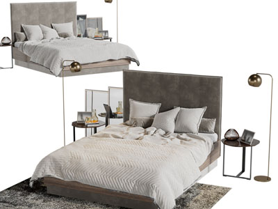 现代高靠背床头双人床