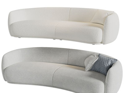 侘寂风弧形多人沙发3d模型 侘寂风弧形多人沙发