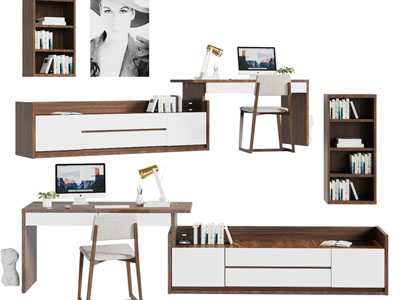 北欧实木加长书桌椅组合