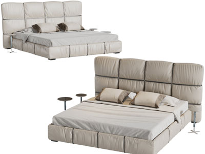 现代布艺双人床