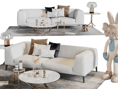 现代多人沙发茶几组合