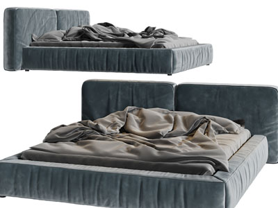现代布艺双人床