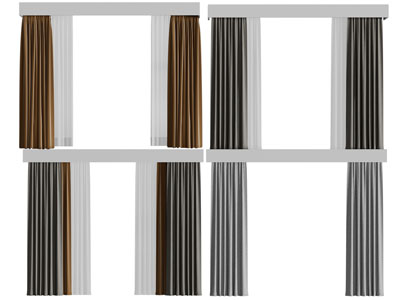 现代布艺窗纱窗帘3d模型 现代布艺窗纱窗帘