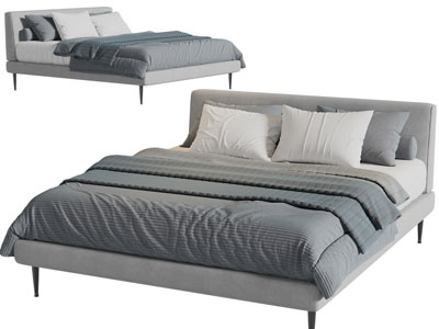 现代布艺双人床