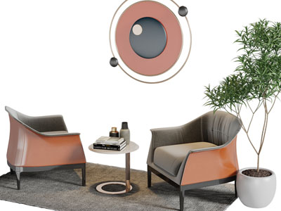 现代单人沙发边几