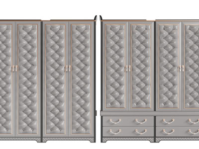 欧式软包柜门衣柜3d模型 欧式软包柜门衣柜
