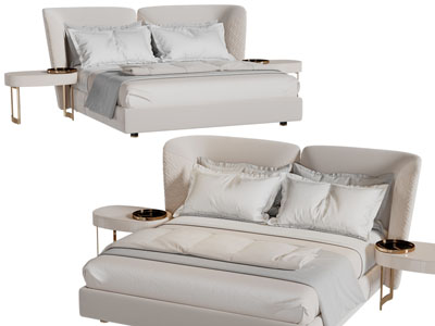 现代布艺双人床