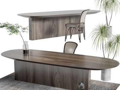 侘寂风实木书桌椅组合