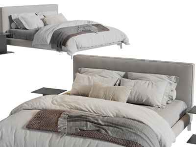 现代布艺双人床