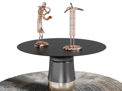 现代轻奢茶几、人物装饰品摆件3d模型 现代轻奢茶几、人物装饰品摆件