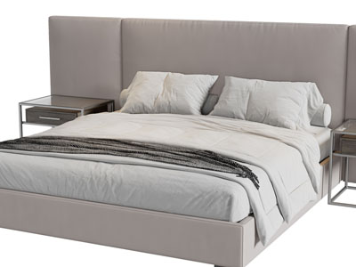 现代布艺双人床