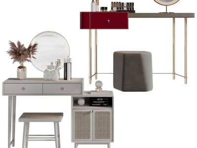 侘寂风化妆梳妆台、坐凳