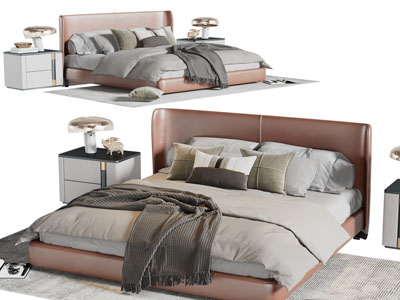 现代皮质双人床