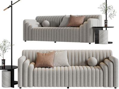 侘寂风多人沙发落地灯3d模型 侘寂风多人沙发落地灯